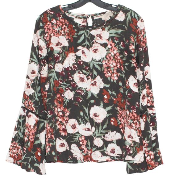 Loft Top Dark Floral Whimsigoth Cottage Boho Fairy Romantic Bell Sleeve Small - Picture 5 of 6